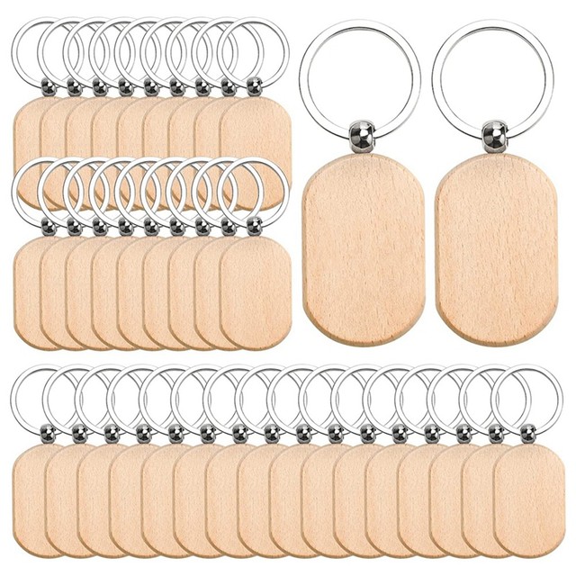 110PCS Wood Keychain Blanks, Unfinished Wood Key Tag, Wood Engraving Blanks  Key Chain For DIY Crafts-Rounded Square - AliExpress